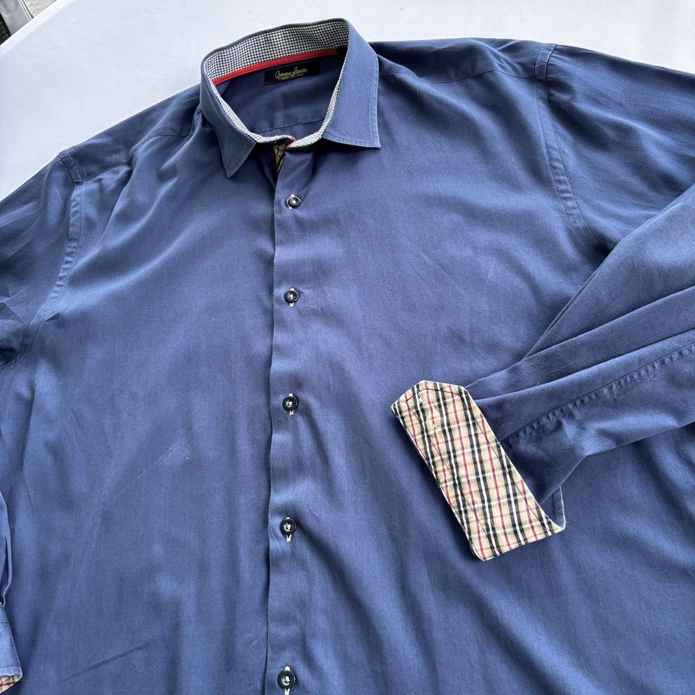 Banana Lemon XL Cotton Sateen Dress Shirt Made in Turkey Contrast Cuffs